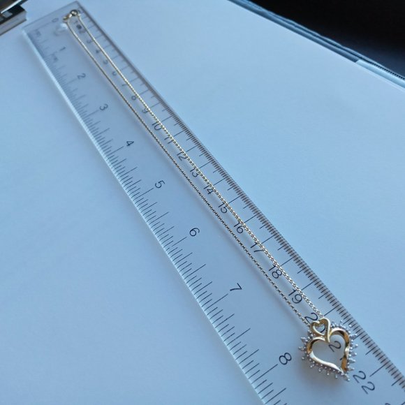 (SOLD) 14K Yellow Gold Heart Shaped x17 Diamond Pendant Necklace - Picture 10 of 13